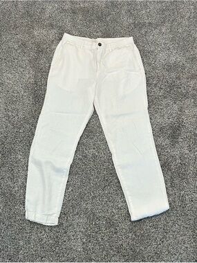 Banana Republic Cream Elastic Waist Linen-Blend Pants sz 31x32